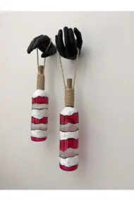 Heykel El Dekorlu Led Işıklı Kırmızı Vitray Cam Şarap Şişesi Aplik 2'li Set Cafe Bahçe Ev Dekoru - Görsel 4