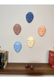 El Yapımı Özel Tasarım Duvar Maskları 5'li Set - Görsel 5