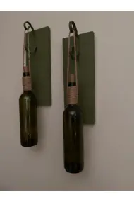 Renkli Tıpa Peri Led Işıklı Yeşil Ahşap Retro Yeşil Şarap Şişesi Duvar Aplik 2'li Set - Görsel 5