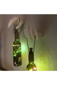 El Yapımı Heykel El Dekorlu Renkli Led Işıklı Yeşil Şarap Şişesi Aplik 2'li Set - Görsel 5