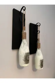 Kopya - Tıpa Peri Led Işıklı Siyah Ahşap Cam Şampanya Şişesi Duvar Aplik 2'li Set - Görsel 6