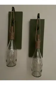 Tıpa Peri Led Işıklı Koyu Yeşil Ahşap Cam Şampanya Şişesi Duvar Aplik 2'li Set - Görsel 6