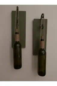 Renkli Tıpa Peri Led Işıklı Yeşil Ahşap Retro Yeşil Şarap Şişesi Duvar Aplik 2'li Set - Görsel 6