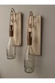 Tıpa Peri Led Işıklı Krem Kahve Cam Şampanya Şişesi Duvar Aplik 2'li Set - Görsel 6