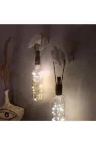 El Yapımı Heykel El Dekorlu Led Işıklı Beyaz Şarap Şişesi Aplik 2'li Set - Görsel 6