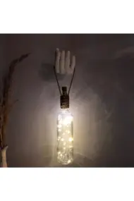 El Yapımı Heykel El Dekorlu Led Işıklı Beyaz Şarap Şişesi Aplik - Görsel 6