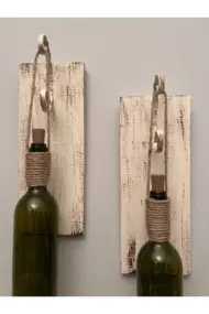 Tıpa Peri Led Işıklı Krem Kahve Retro Yeşil Şarap Şişesi Duvar Aplik 2'li Set - Görsel 6