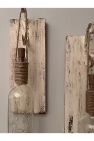 Tıpa Peri Led Işıklı Krem Kahve Cam Şarap Şişesi Duvar Aplik 2'li Set - Görsel 7