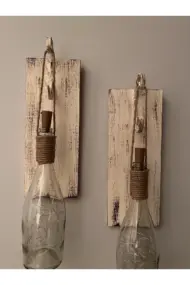 Tıpa Peri Led Işıklı Krem Kahve Cam Şampanya Şişesi Duvar Aplik 2'li Set - Görsel 7