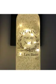 Led Işıklı Siyah Renkli Özel Buzlu Cam Şarap Şişesi Duvar Aplik 2'li Set - Görsel 7