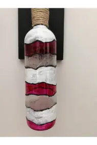 Led Işıklı Ahşap Kırmızı Renkli Vitray Cam Salon Bar Bahçe Dekoru Şarap Şişesi Duvar Aplik 2'li Set - Görsel 7