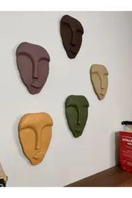 El Yapımı Minimalist Tasarım Duvar Dekorasyon Maskları (maskeleri) 5'li Set - Görsel 8