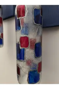 Led Işıklı Koyu Mavi Renkli Vitray Cam Salon Bar Bahçe Dekoru Şarap Şişesi Duvar Aplik 2'li Set - Görsel 8