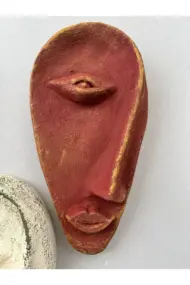 Özel Tasarım El Yapımı Heykel Soyut Yarım Ay Yüz Maske 3'lü Set, Duvar Dekor, Ev-ofis dekor - Görsel 6