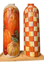 750 ml El Boyaması Kabak Desenli Cam Zeytinyağı & Sirkelik Şişe Seti – Dekoratif Mutfak Aksesuarı - Görsel 8