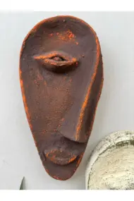 Özel Tasarım El Yapımı Heykel Soyut Yarım Ay Yüz Maske 3'lü Set, Duvar Dekor, Ev-ofis dekor - Görsel 7