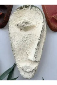 Özel Tasarım El Yapımı Heykel Soyut Yarım Ay Yüz Maske 3'lü Set, Duvar Dekor, Ev-ofis dekor - Görsel 8