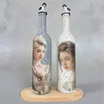 750 ml Vintage Desenli El Yapımı Cam Yağdanlık Sirkelik Seti – Dekoratif Mutfak & Masa