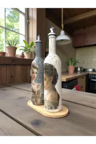 750 ml Vintage Desenli El Yapımı Cam Yağdanlık Sirkelik Seti – Dekoratif Mutfak & Masa - Görsel 5