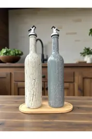 750 ml Vintage Desenli El Yapımı Cam Yağdanlık Sirkelik Seti – Dekoratif Mutfak & Masa - Görsel 6