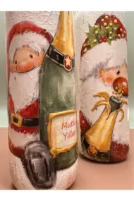 Yeni Yıl Özel El Boyaması Şişe: Dekoratif ve Şarap Sunumuna Uygun Mutlu Yıllar Temalı Tasarım - Görsel 5