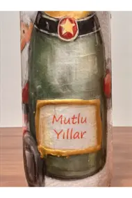 Yeni Yıl Özel El Boyaması Şişe: Dekoratif ve Şarap Sunumuna Uygun Mutlu Yıllar Temalı Tasarım - Görsel 8