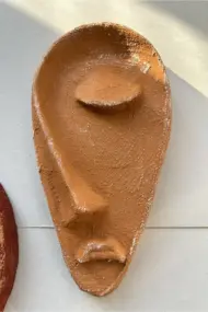 Özel Tasarım El Yapımı Heykel Soyut Yarım Yüz Maske 3'lü Set, Duvar Dekor, Ev-ofis dekor - Görsel 5