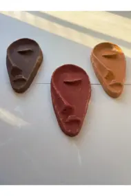 Özel Tasarım El Yapımı Heykel Soyut Yarım Yüz Maske 3'lü Set, Duvar Dekor, Ev-ofis dekor - Görsel 8