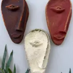 Özel Tasarım El Yapımı Heykel Soyut Yarım Ay Yüz Maske 3'lü Set, Duvar Dekor, Ev-ofis dekor