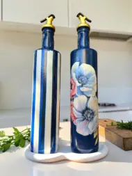 750 ml Büyük Boy El Yapımı Cam Yağdanlık Sirkelik 2'li Set – Çiçek Desenli ve Çizgili Dekoratif Zeytinyağı Şişesi – Modern Mutfak Aksesuarı - Görsel 27