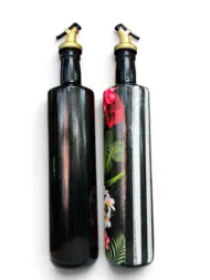 750 ml Büyük Boy El Yapımı Cam Yağdanlık Sirkelik 2'li Set – Çiçek Desenli ve Çizgili Dekoratif Zeytinyağı Şişesi – Modern Mutfak Aksesuarı - Görsel 34