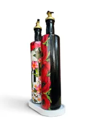 750 ml Büyük Boy El Yapımı Cam Yağdanlık Sirkelik 2'li Set – Çiçek Desenli ve Çizgili Dekoratif Zeytinyağı Şişesi – Modern Mutfak Aksesuarı - Görsel 35