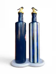 750 ml Büyük Boy El Yapımı Cam Yağdanlık Sirkelik 2'li Set – Çiçek Desenli ve Çizgili Dekoratif Zeytinyağı Şişesi – Modern Mutfak Aksesuarı - Görsel 25